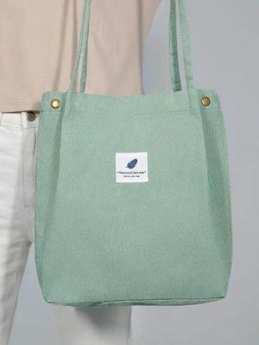 Сумка шоппер BAG13 вельвет зеленый
