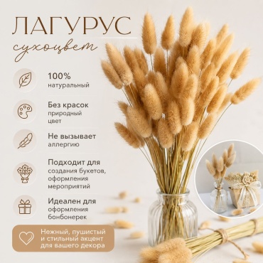 DECOR INLIFE штучный цветок из сухоцветов 55 см