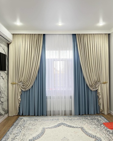 Комплект ANELLI 1000x280 см 5 шт, бархат, голубой, кремовый