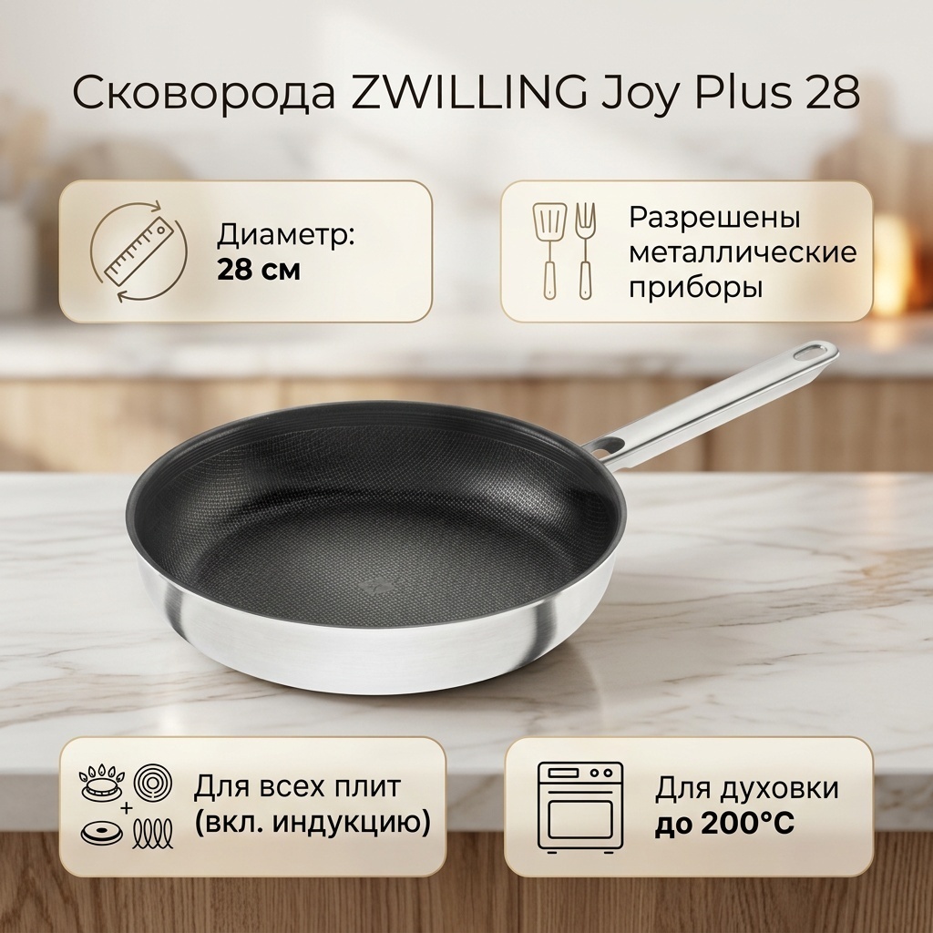 Сковорода ZWILLING Joy Plus 28 см с антипригарным покрытием, сталь