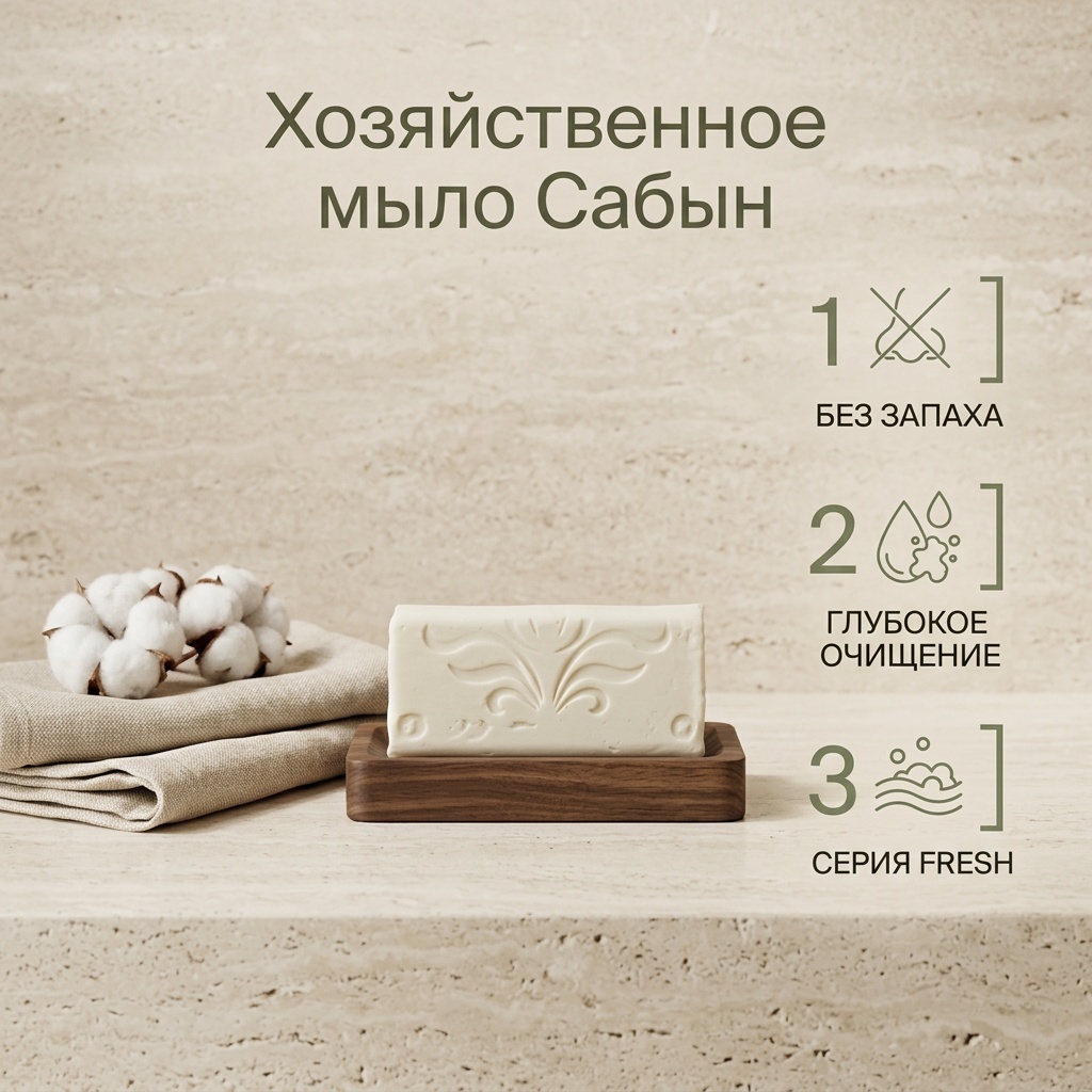 Кусковое мыло хозяйственное Fresh Хозяйственное без аромата 1 шт