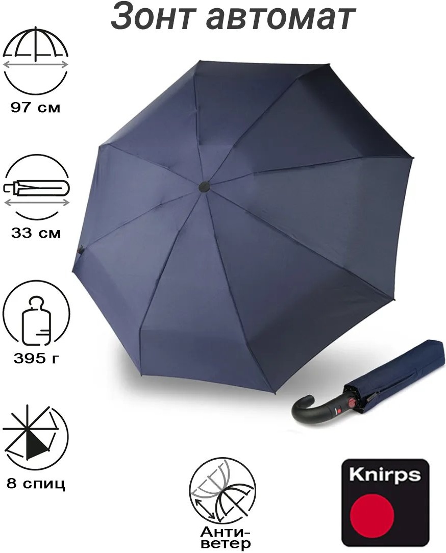 Складной зонт KNIRPS полуавтомат синий