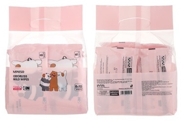 Miniso We Bare Bears Odorless Mild Wipes 80 шт