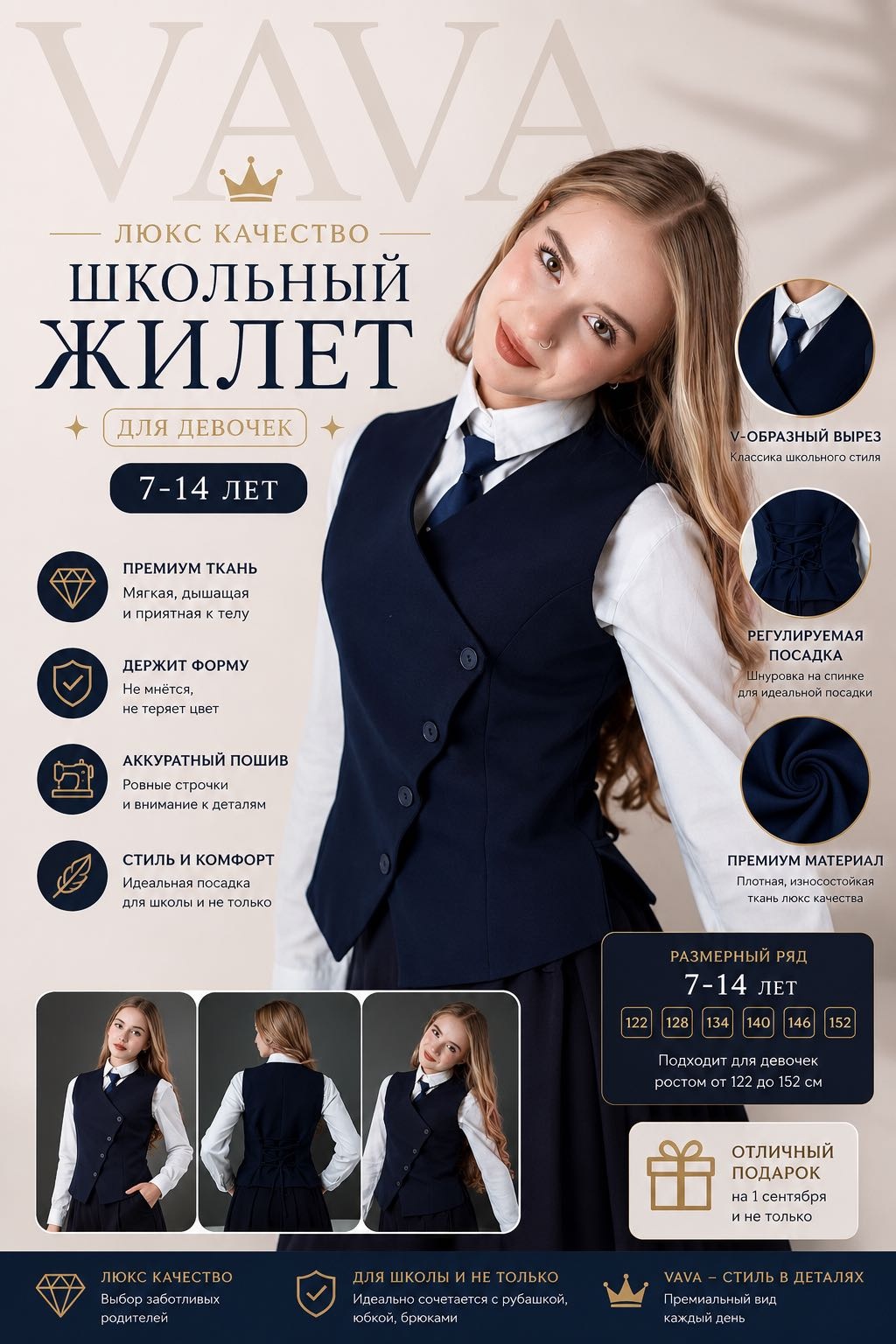 Школьный жилет Tano синий