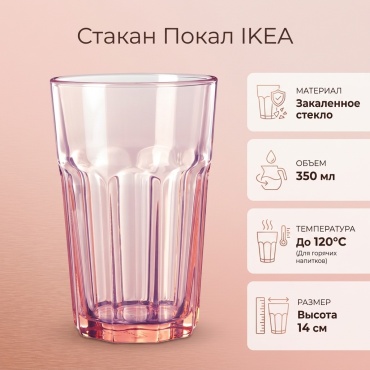 Стакан IKEA 350 мл, стекло, 1 шт