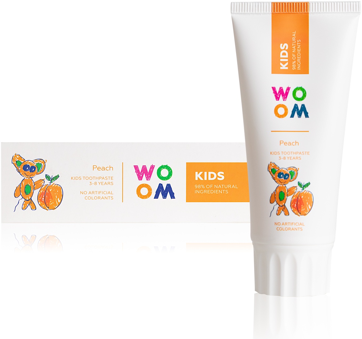 WOOM зубная паста KIDS PEACH зубная паста для детей от 3-8 лет 50 мл