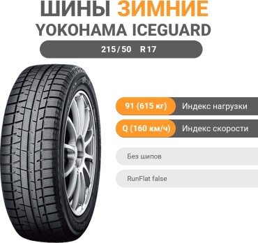 Yokohama Yokohama IG50 215/50 R17 91 Q без шипов