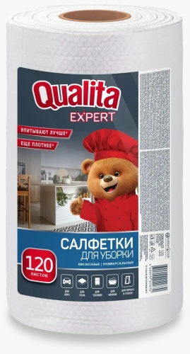 Бумажные салфетки Qualita Салфетки вискозные в рулоне 120 шт