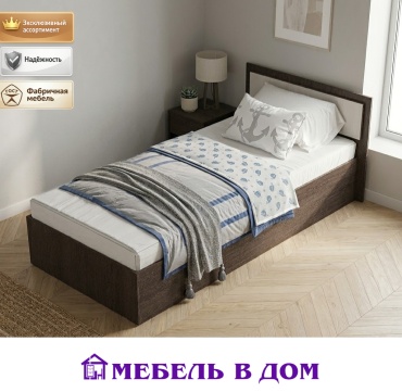 Кровать Мебель в Дом Фиеста односпальная, 90x200 см (без матраса, без подъёмного механизма) темно-коричневый, светло-коричневый