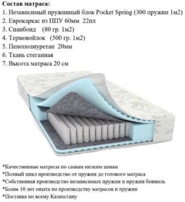 Матрас 1mebel Матрас ортопедический Комфорт, 200x200x20 см