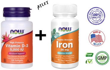 NOW Vitamin D-3 + Iron капсулы 210 шт