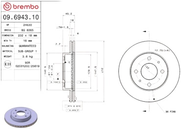 Диски Brembo передние 09694310