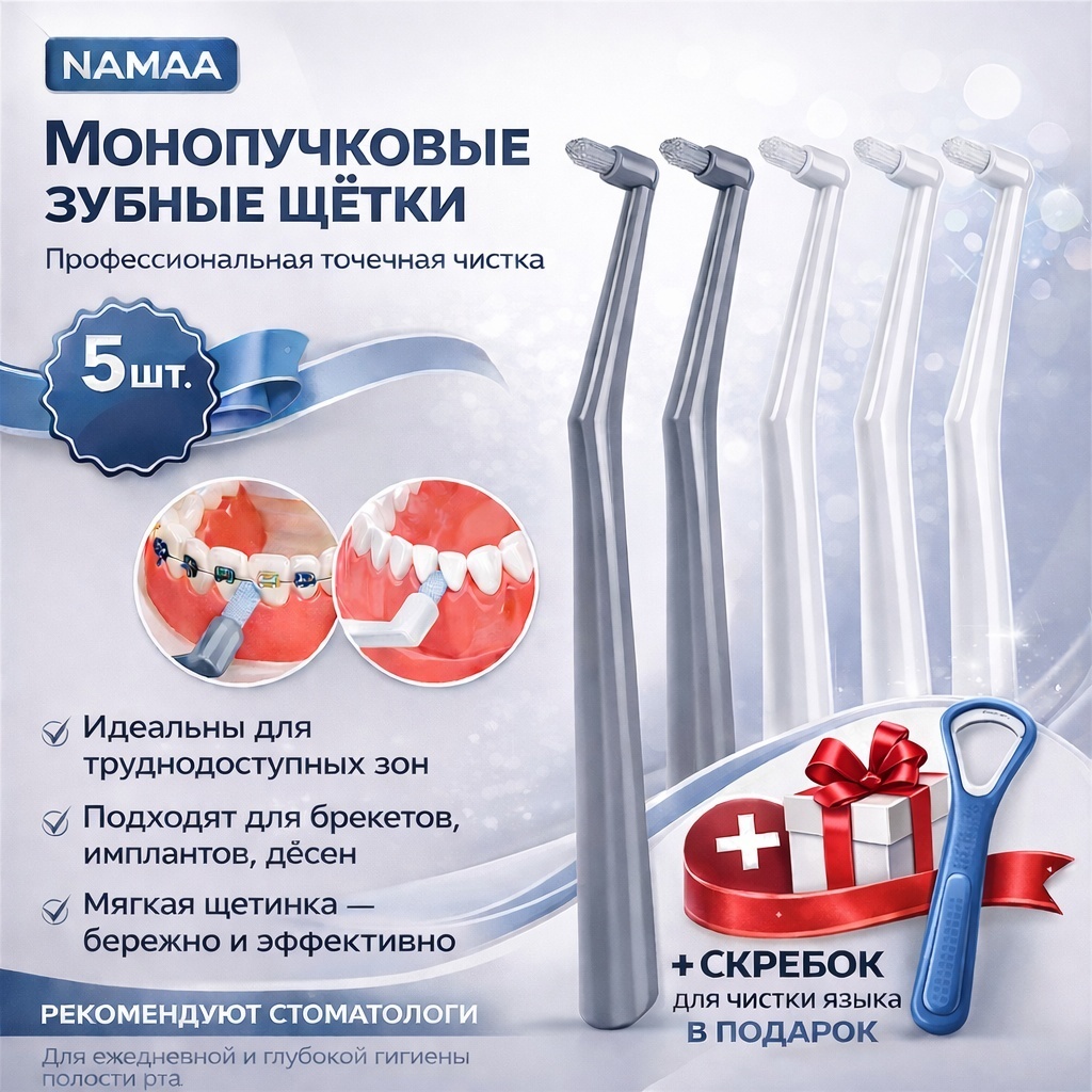 Namaa NM-0Z монопучковая зубная щетка средняя 5 шт