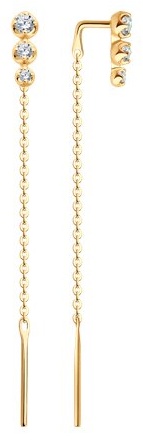 Серьги-цепочки Diamant 31-120-01397-1 вес 1.19 г золото, фианит