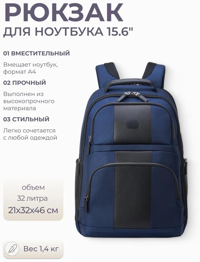 Рюкзак искусственная кожа синий