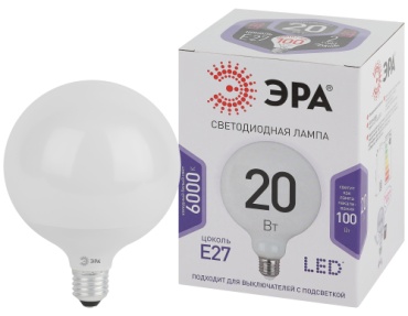 ЭРА 20W E27, светодиодная, холодный белый