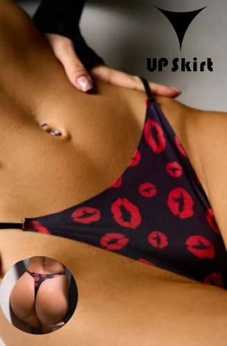 Стринги UP Skirt черный, красный