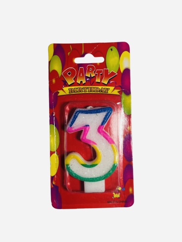 Свеча PARTY цифра 3, 1 шт 7 см