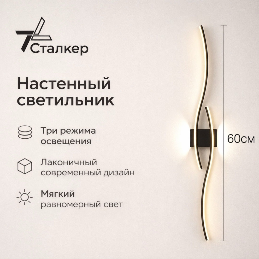 Бра настенный Сталкер LED, черный
