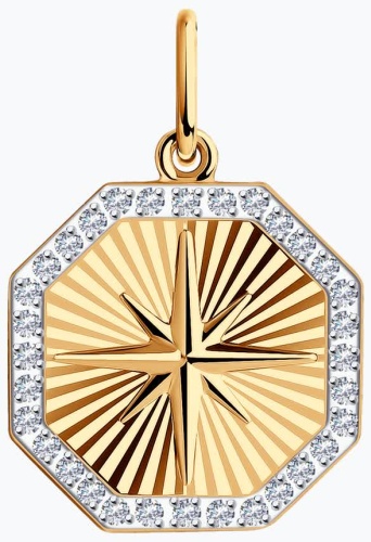 Подвеска Diamant 51-130-01555-1 вес 1.73 г золото, фианит