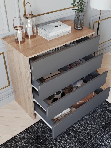 Комод Quesvio, 75x33.3x73.3 см, бежевый, графит