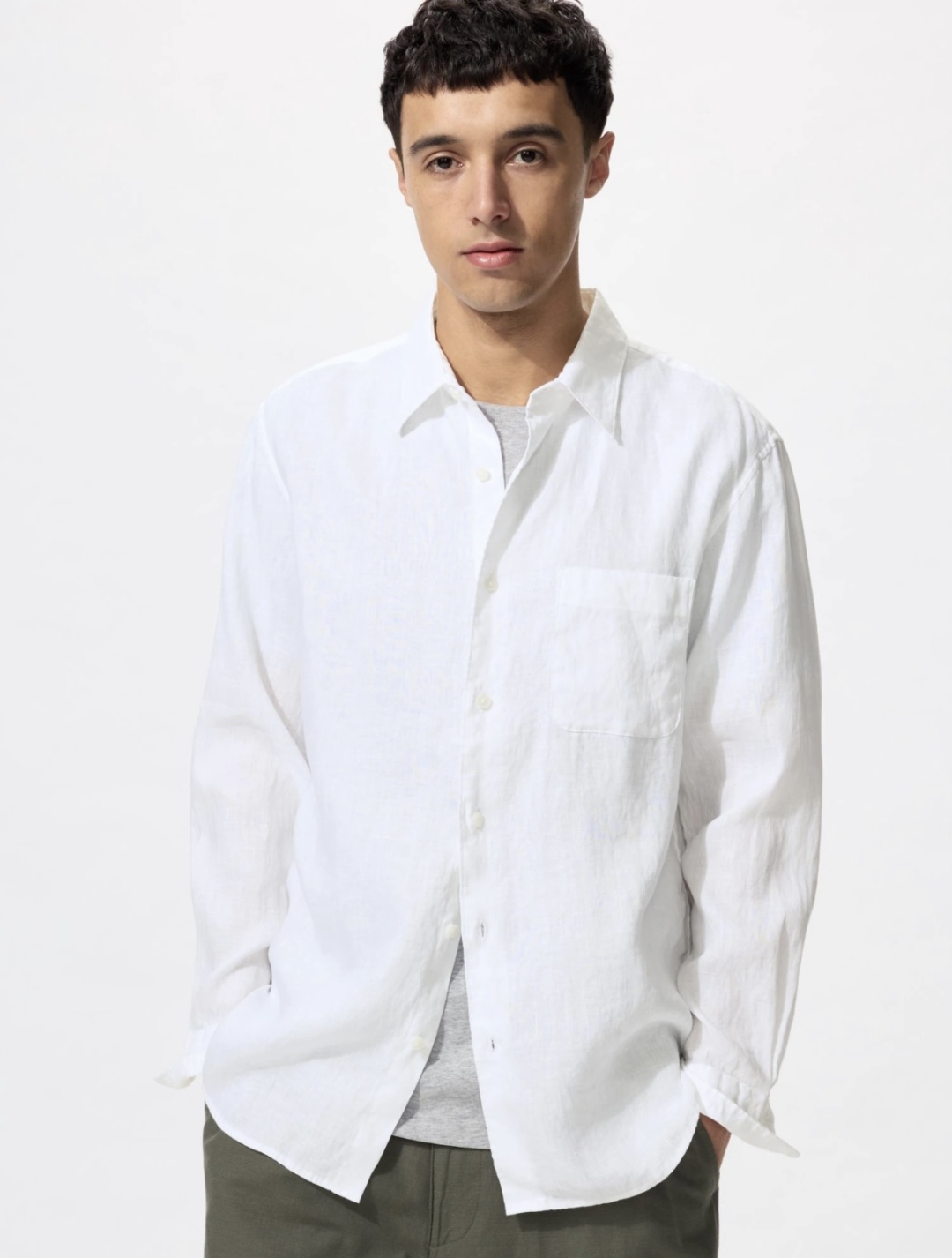 Рубашка прямая Uniqlo белый
