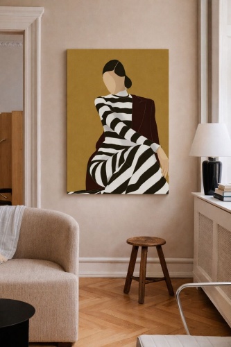 Araystudio.kz картина интерьерная на холсте “Golden elegance” fashion illustration 60x80 см