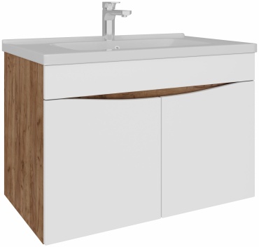 Тумба без раковины AVK Furniture навесная 2двери Алла, 80x52x47 см, белый, светло-коричневый