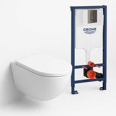 Crapper&Co унитаз с инсталляцией Grohe Q-The Vortex Graphite 7002, санфарфор