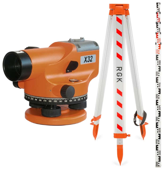 Оптический нивелир Nedo Оптический нивелир Nedo X32, рейка AMO S3, штатив RGK S6-N