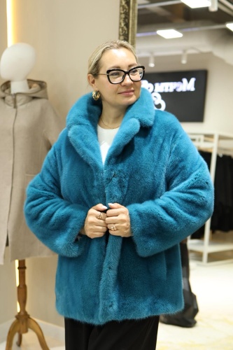 Шуба Europa Furs бирюзовый