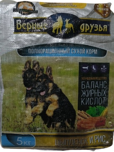 ПродКонтрактИнвест Верные друзья Цыпленок и рис для щенков крупных пород 5 кг