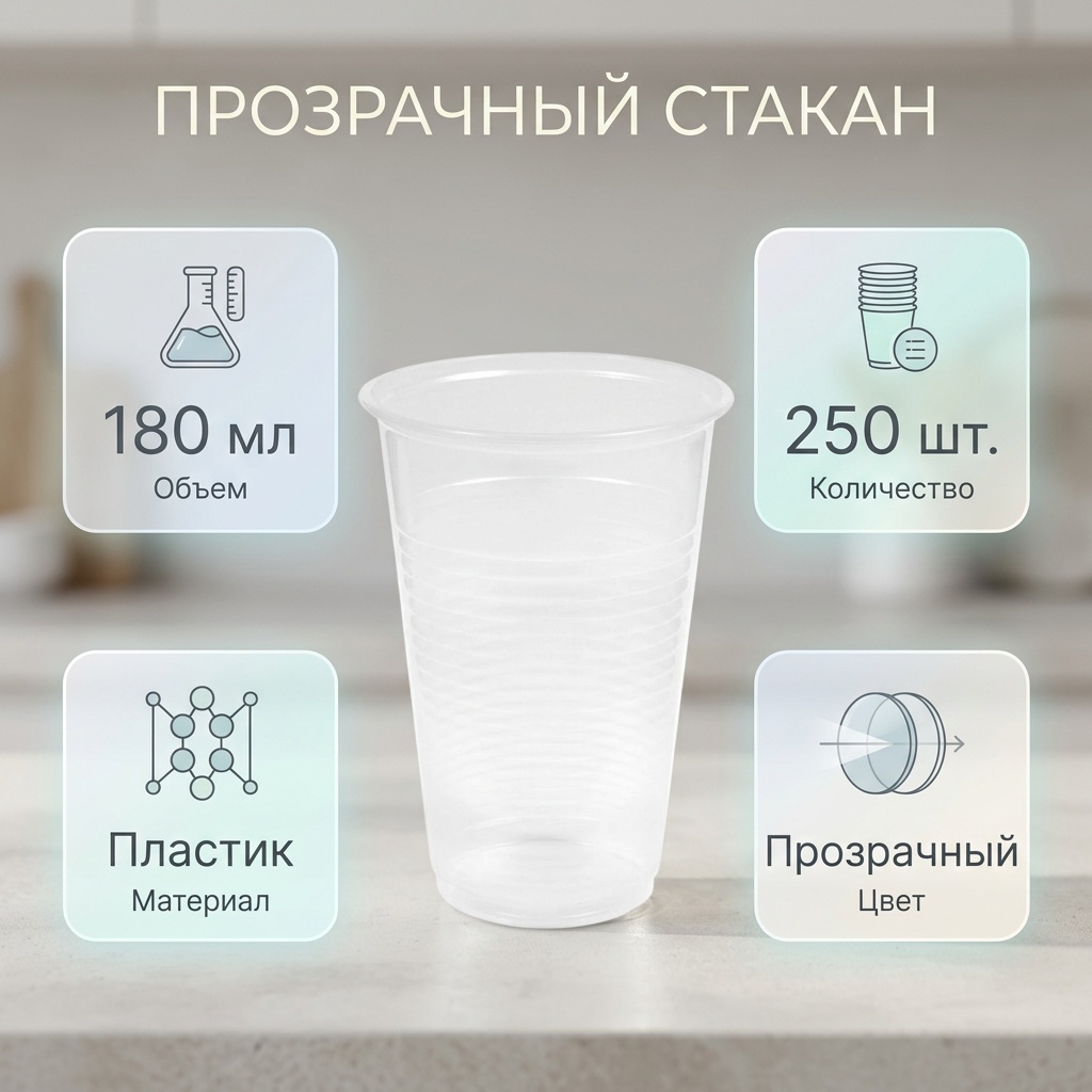 Стакан прозрачный 180 мл (250 шт)