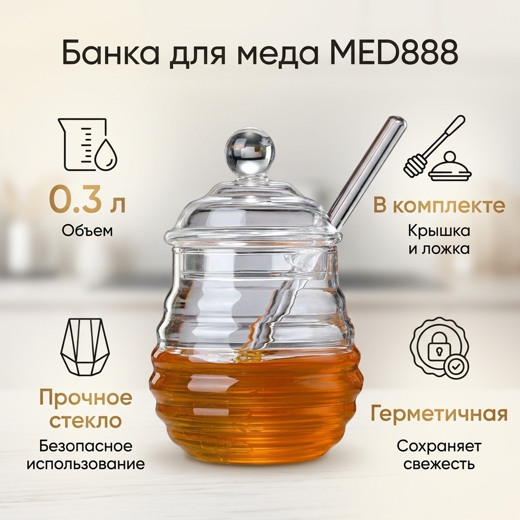 Банка MED888, стекло