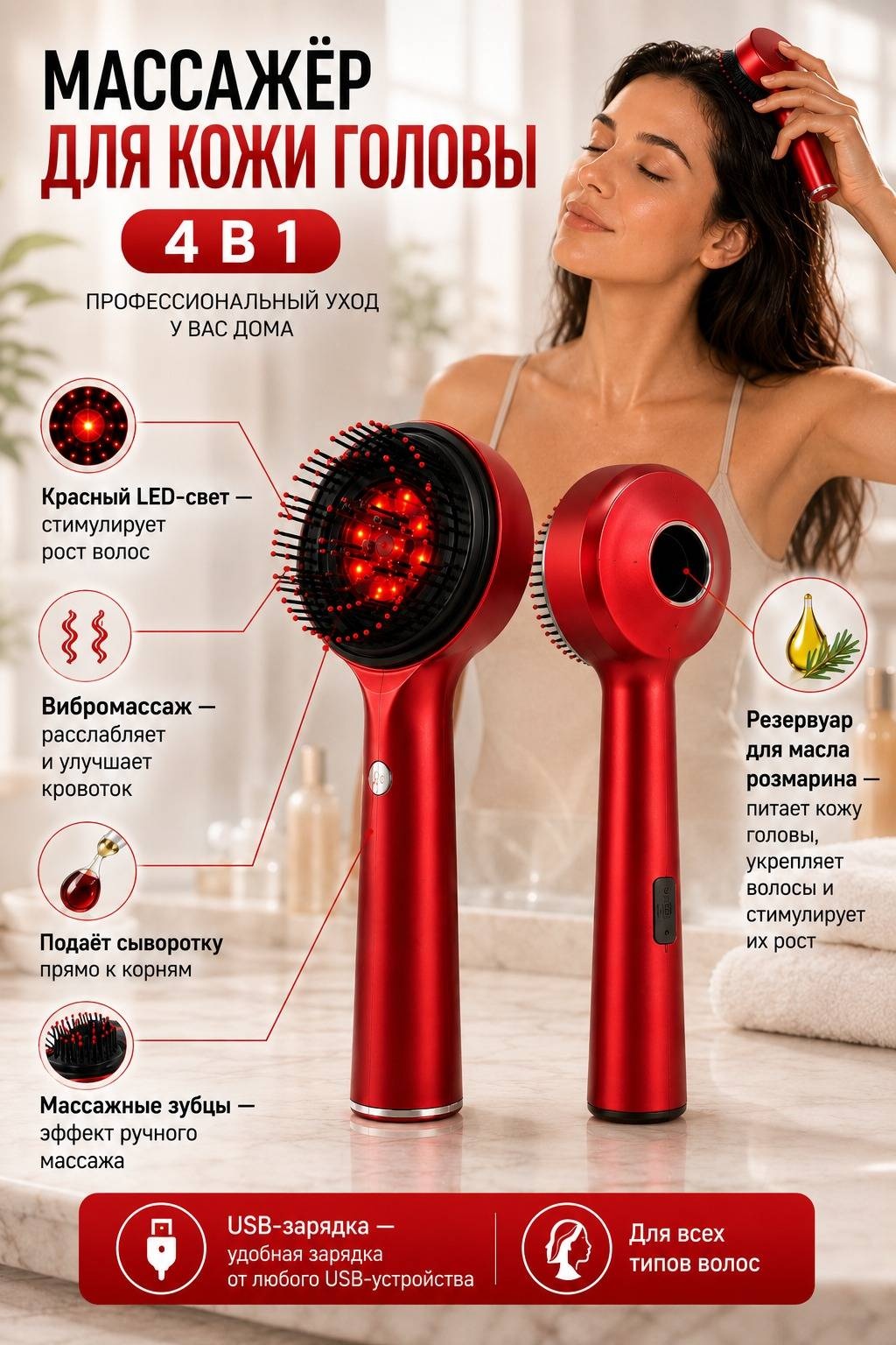 Hair Plus массажер для стимуляции роста волос