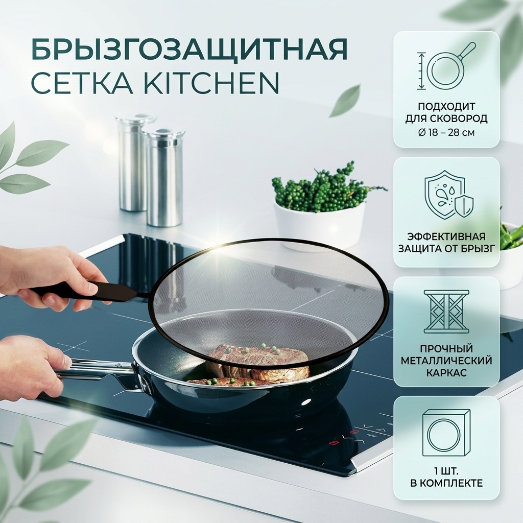 Брызгозащитная сетка Kitchen металл, 1 шт