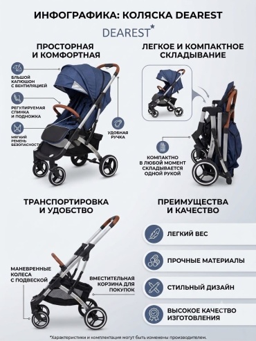 Коляска прогулочная Dearest Dearest pro, синий