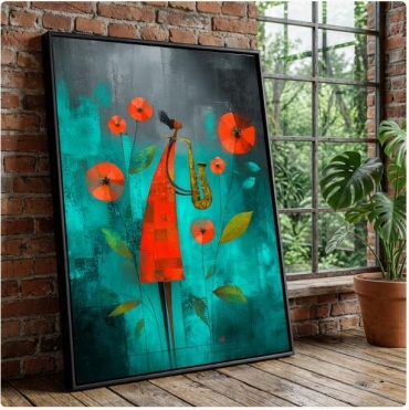 Картина Абстрактный саксофонист. на подрамнике theBaiss.com 80x120 см