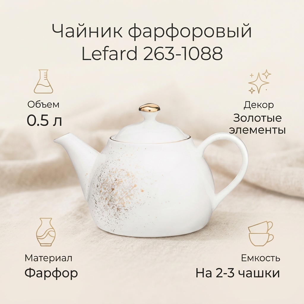 Чайник Lefard 263-1088 0.5 л, фарфор