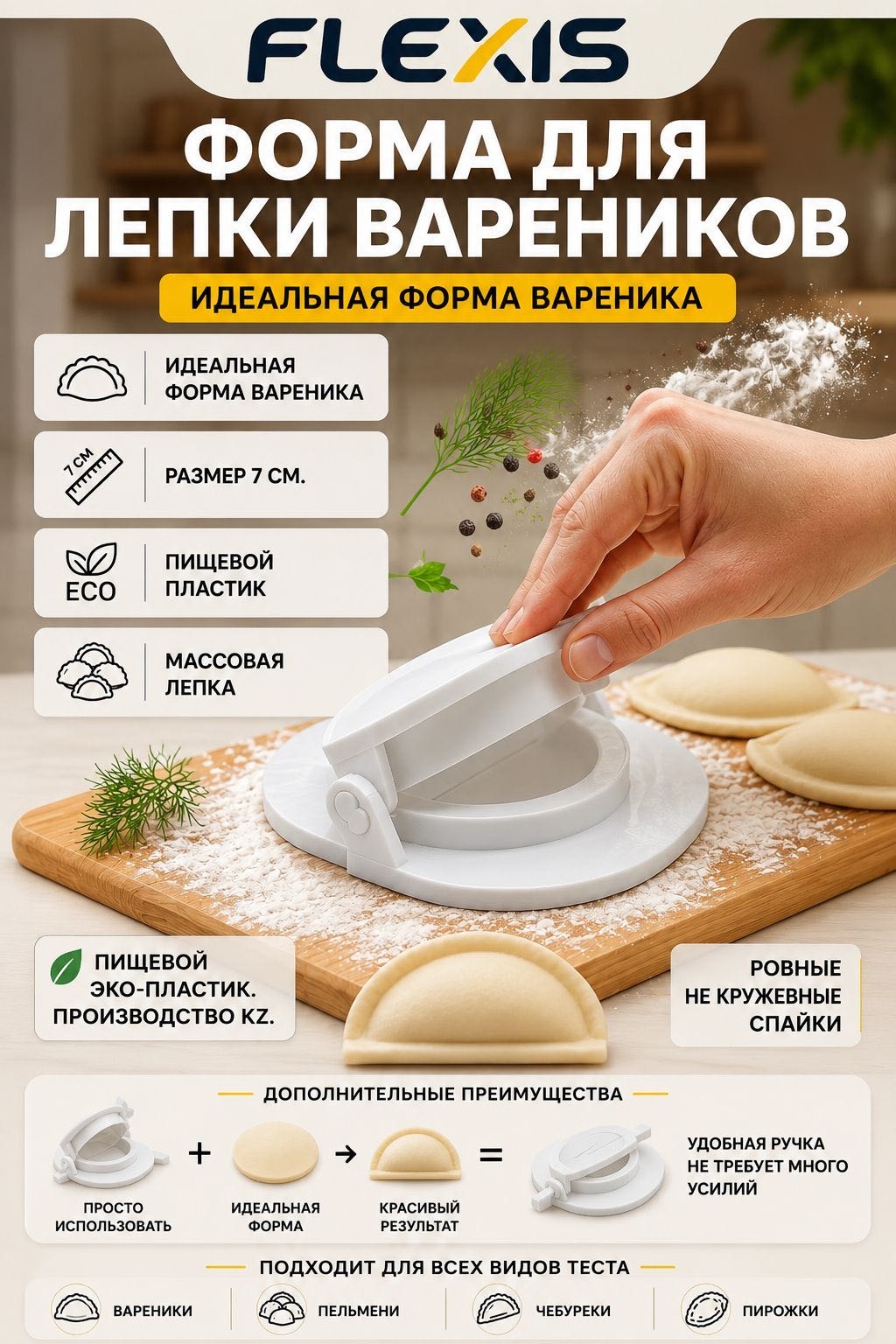 Форма для пельменей и вареников пластик 1 шт