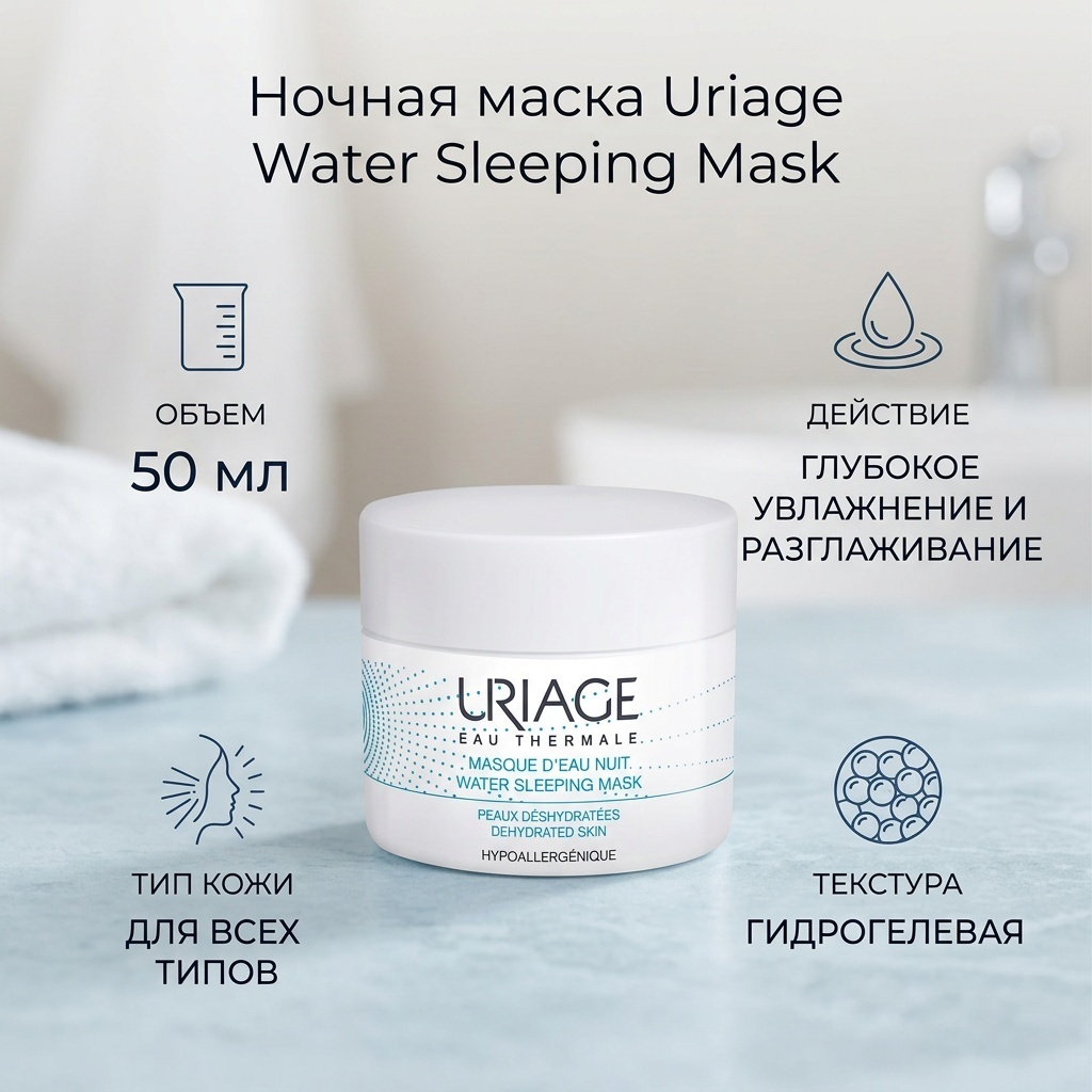 Маска для лица URIAGE гидрогелевая Water Sleeping Mask 50 мл