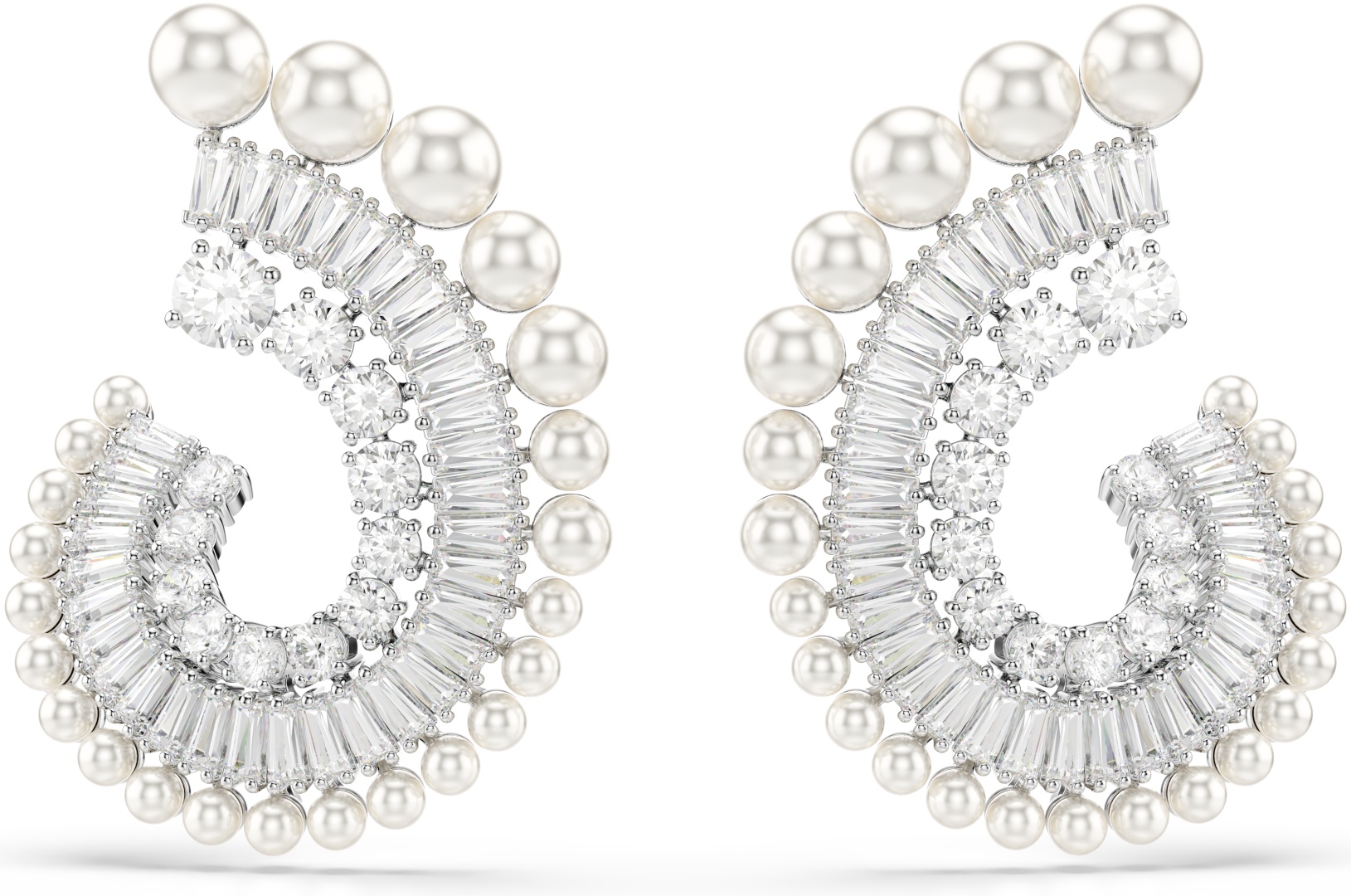 Серьги Swarovski ювелирный сплав, жемчуг Swarovski, кристаллы Swarovski
