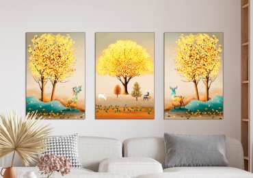 Room Art KZ модульная картина Абстрактный олень и дерево 200x100 см