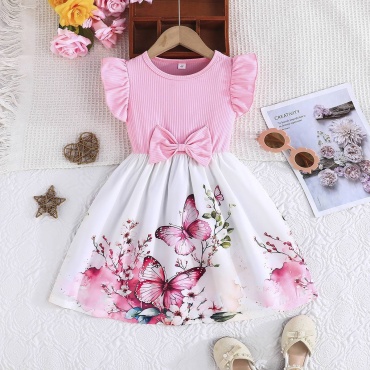 Нарядное платье FASHION KIDS SOCKS цветочный красный, розовый