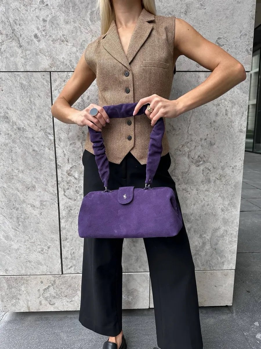 Саквояж Shapely bags натуральная кожа фиолетовый 4.2 л