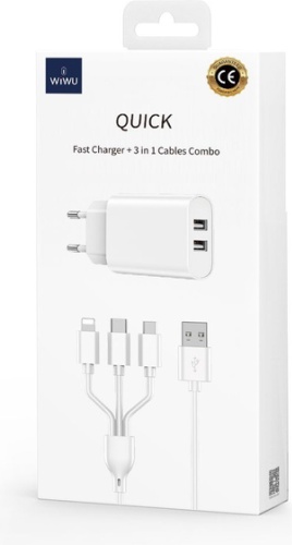 WIWU Wi-U003 Lightning, USB Type-C, micro USB 12 Вт белый