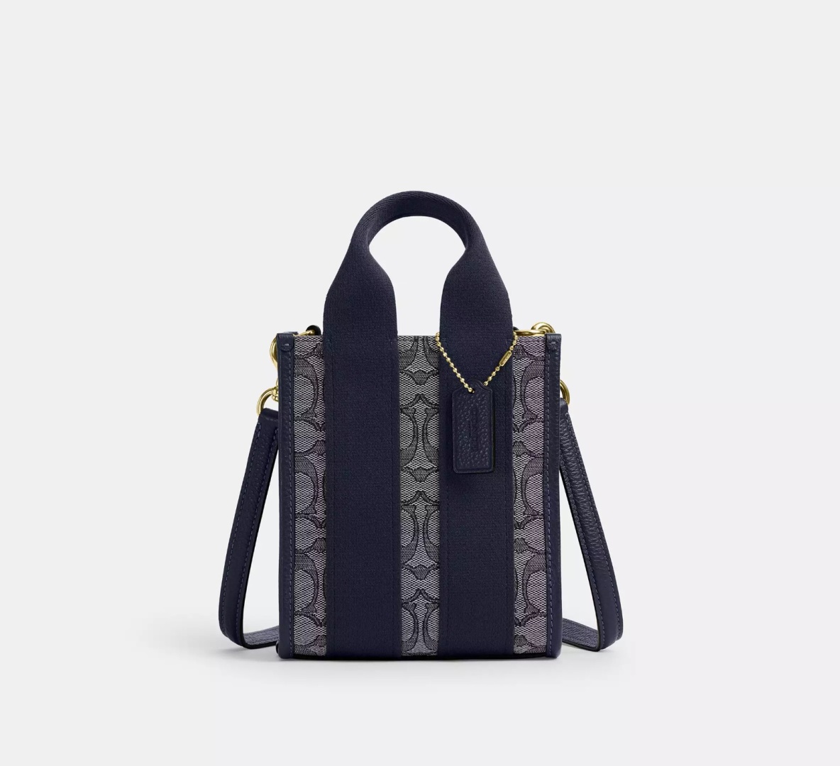 Мини-сумка Coach натуральная кожа, жаккард синий