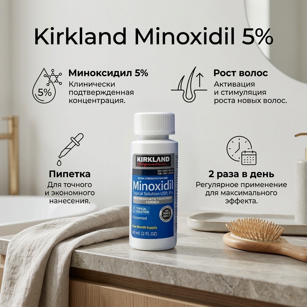 Kirkland Minoxidil 5% лосьон 6 шт по 60 мл
