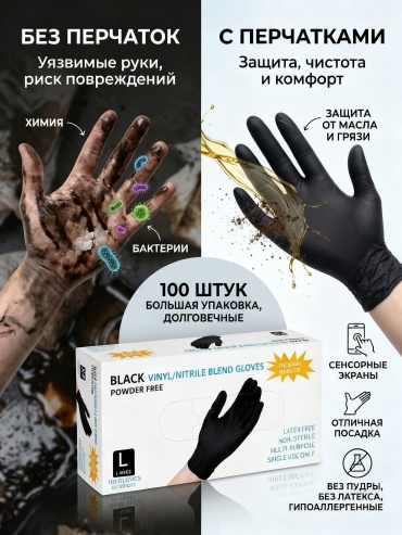 Перчатки 30464636_328986503 черный 100 шт