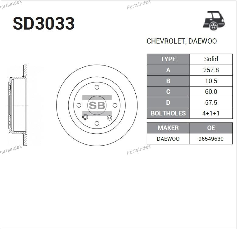 SANGSIN Диск Тормозной SD3033